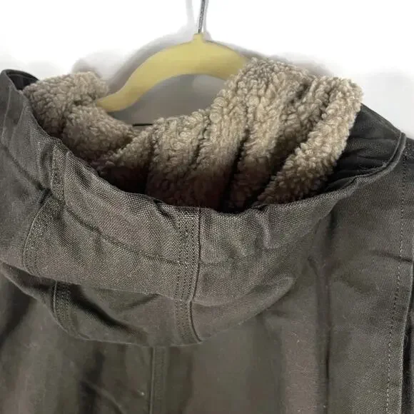 SOLD-Carhartt Washed Duck Sherpa Lined Utility Jacket Brown Coat Relaxed Sz L - Picture 9 of 11